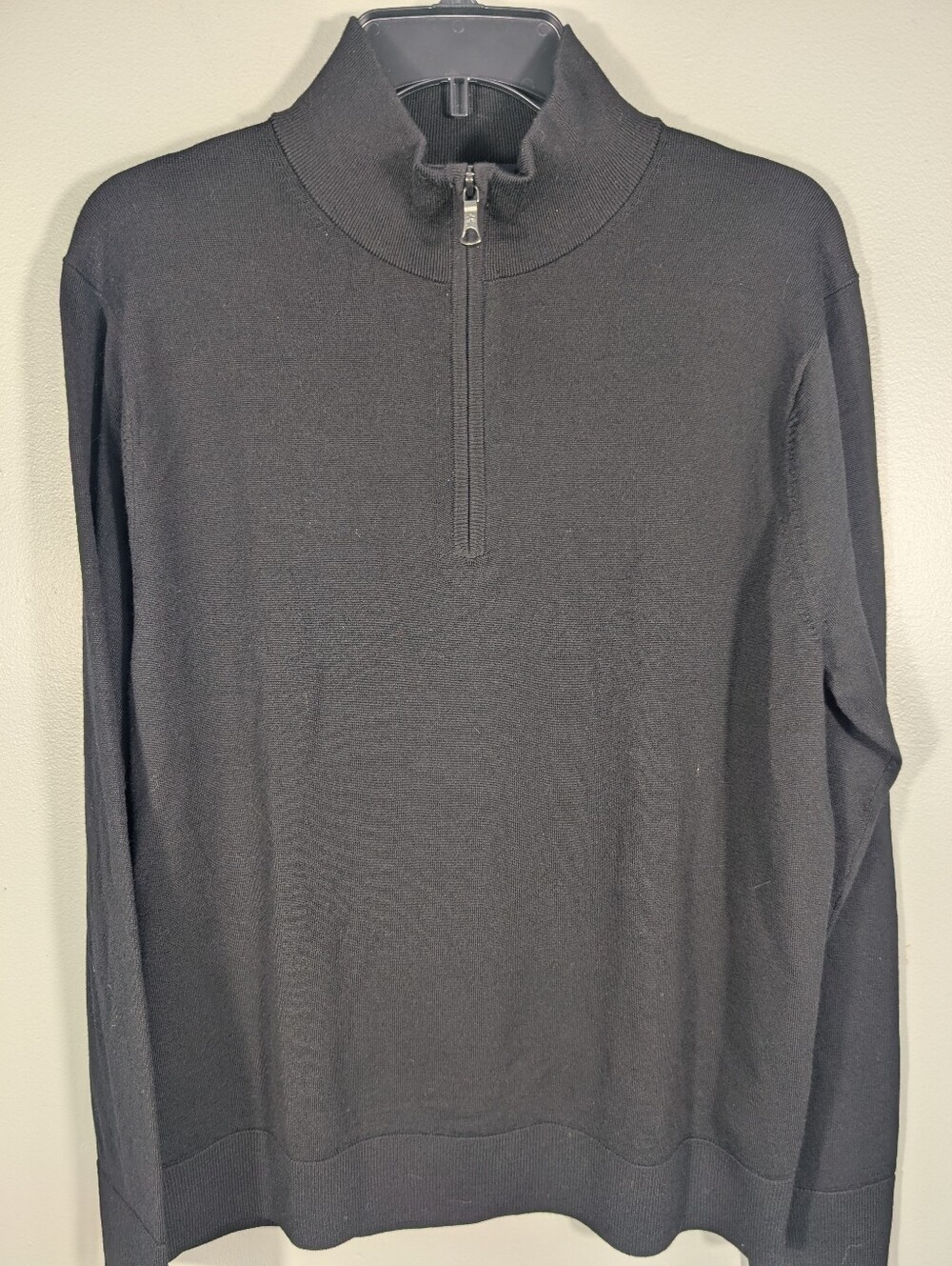 Brooks Brothers Black Half-Zip Merino WoolSweater- Mock Neck-Sz. M.